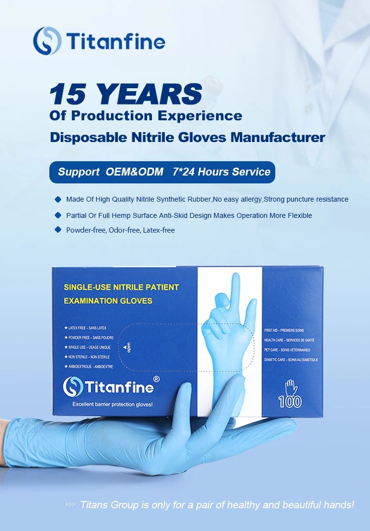 Manufacturer Powder-Free Nitrile Inspection Disposable Gloves for Food Touch